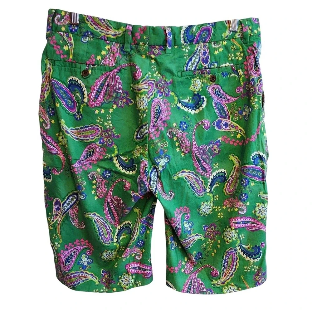 Polo Ralph Lauren Green Paisley Print Shorts‎ Preppy Casual Menswear